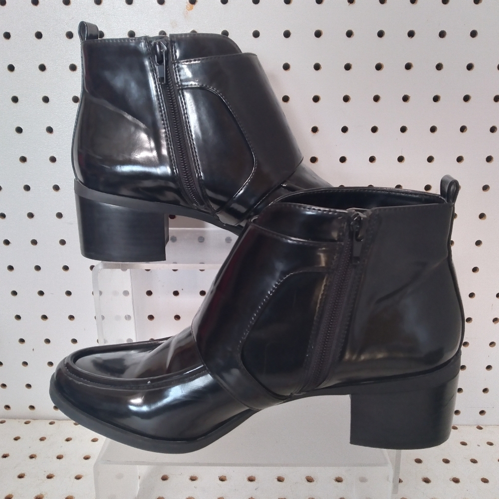 Anne Klein| Black Shoes | Women Patent Buckle Accent 2" Low Chunky Block Heel - Picture 5 of 12